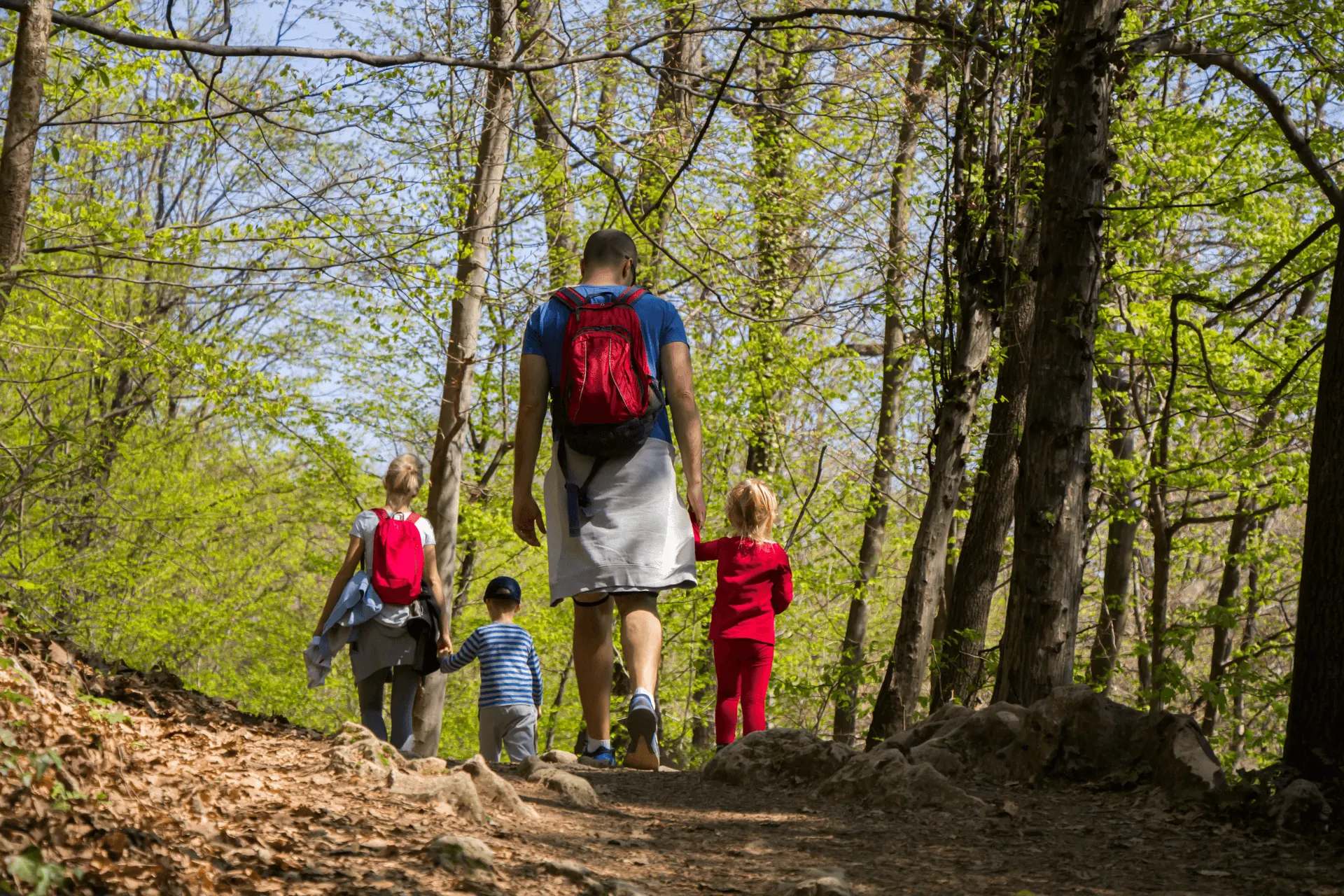 Happy family enjoying nature hike in Tennessee